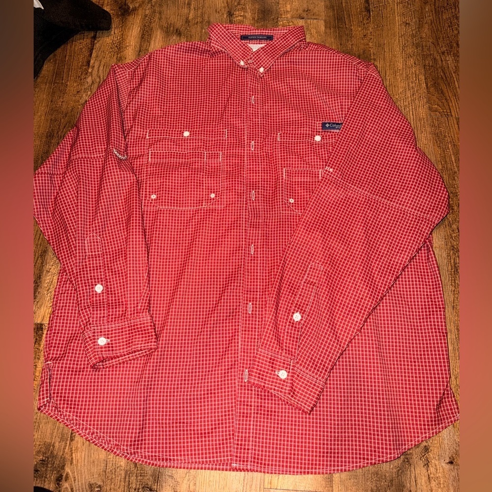 Men’s Columbia PFG UPF 40 Super Tamiami Red Plaid